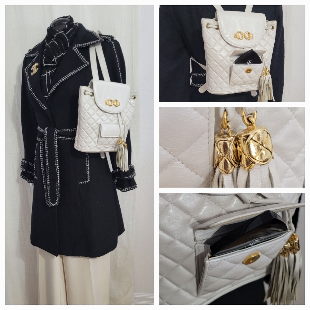 Quilted LEATHER Backpack with Gold Accents